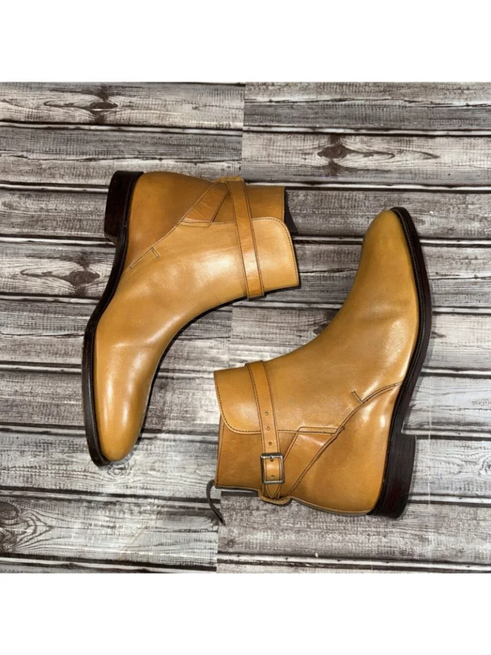 PEAL & CO x Brooks Brothers Ankle Monk Strap Leather Boots Size 9.5 Color Brown